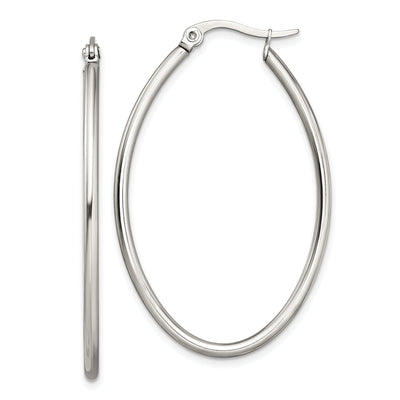 Stainless Steel Oval Hoop Earrings 30MM Diameter at $ 13.78 only from Jewelryshopping.com