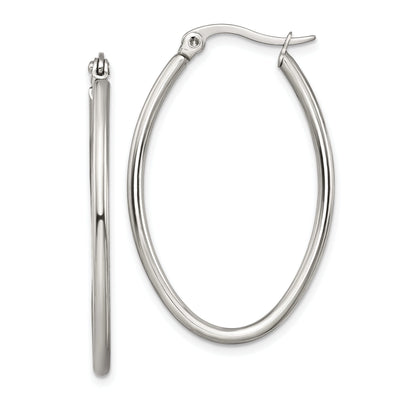 Stainless Steel Oval Hoop Earrings 34MM Diameter at $ 12.83 only from Jewelryshopping.com