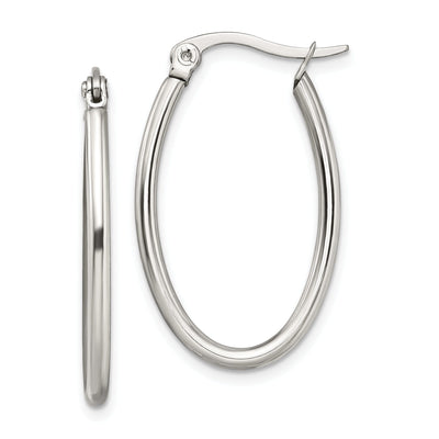 Stainless Steel Oval Hoop Earrings 18MM Diameter at $ 11.88 only from Jewelryshopping.com
