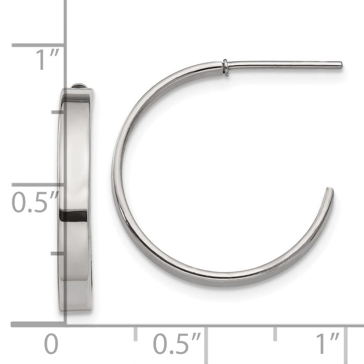 Stainless Steel J Hoop Post Earrings 20MM Diameter