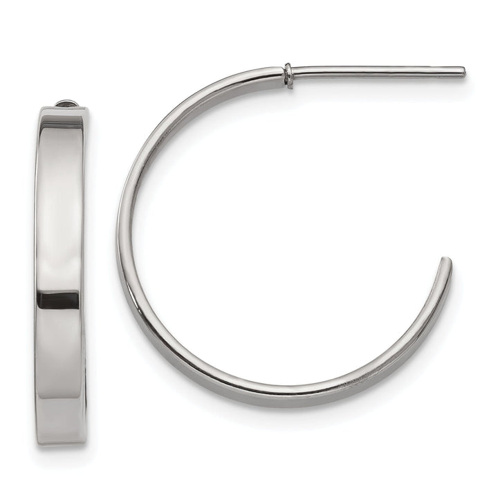 Stainless Steel J Hoop Post Earrings 20MM Diameter