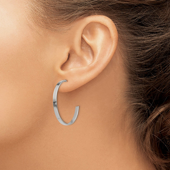 Stainless Steel J Hoop Post Earrings 30MM Diameter