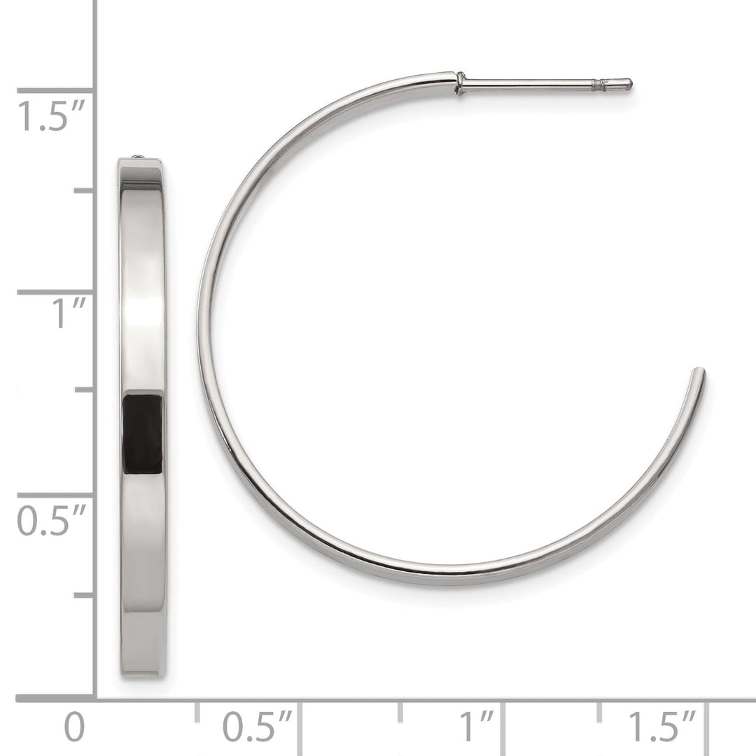 Stainless Steel J Hoop Post Earrings 30MM Diameter