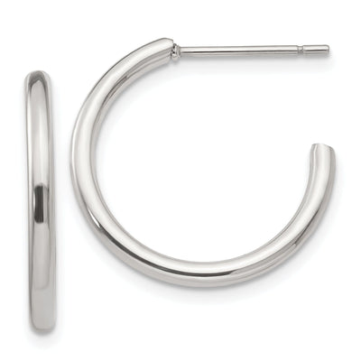 Stainless Steel J Hoop Post Earrings 16MM Diameter at $ 10.93 only from Jewelryshopping.com