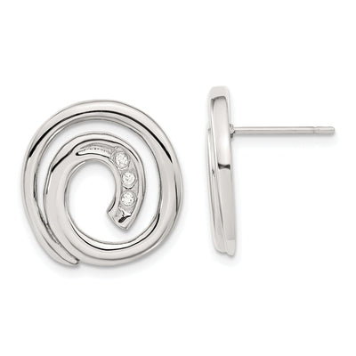 Stainless Steel Cubic Zirconia Round Post Earrings at $ 12.86 only from Jewelryshopping.com