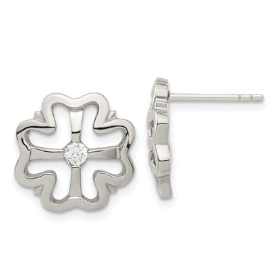 Stainless Steel Four Leaf Clover C.Z Earrings at $ 16.47 only from Jewelryshopping.com