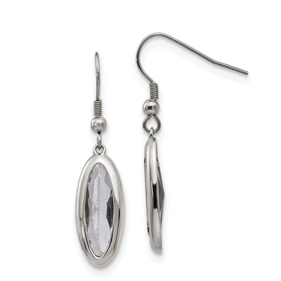 Stainless Steel Glass Oval Hook Dangle Earrings at $ 21.38 only from Jewelryshopping.com