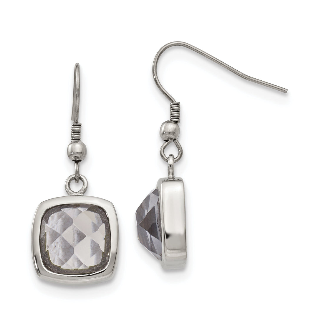 Stainless Square Glass Shepherd Hook Earrings