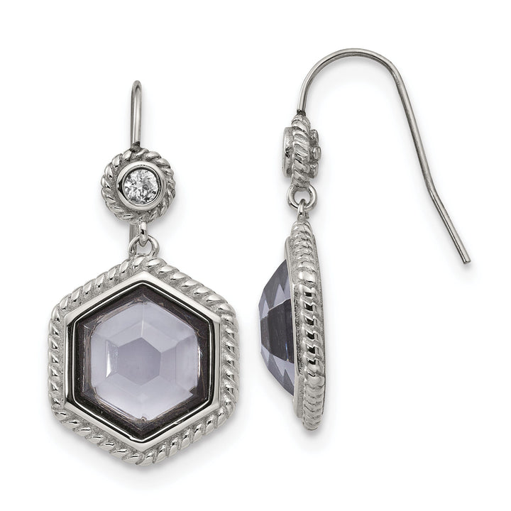 Stainless Steel Antiqued Glass CZ Earrings