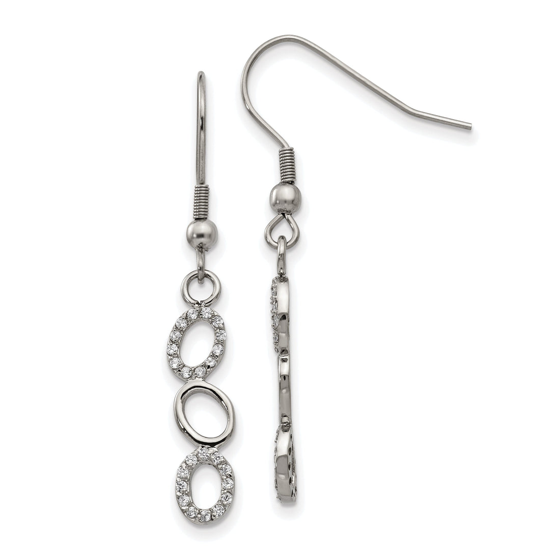 Stainless Steel CZ Shepherd Hook Earrings