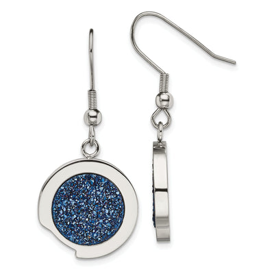 Stainless Steel Blue Druzy Stone Earrings at $ 56.53 only from Jewelryshopping.com