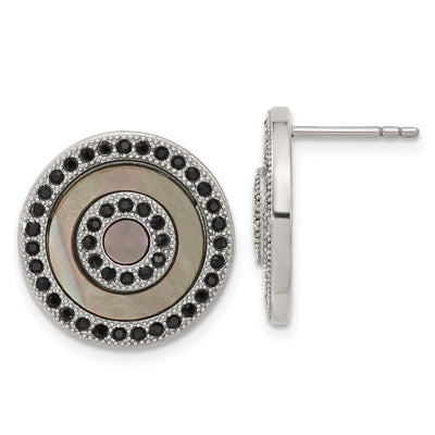 Stainless Black Pearl Crystal Post Earrings at $ 11.25 only from Jewelryshopping.com