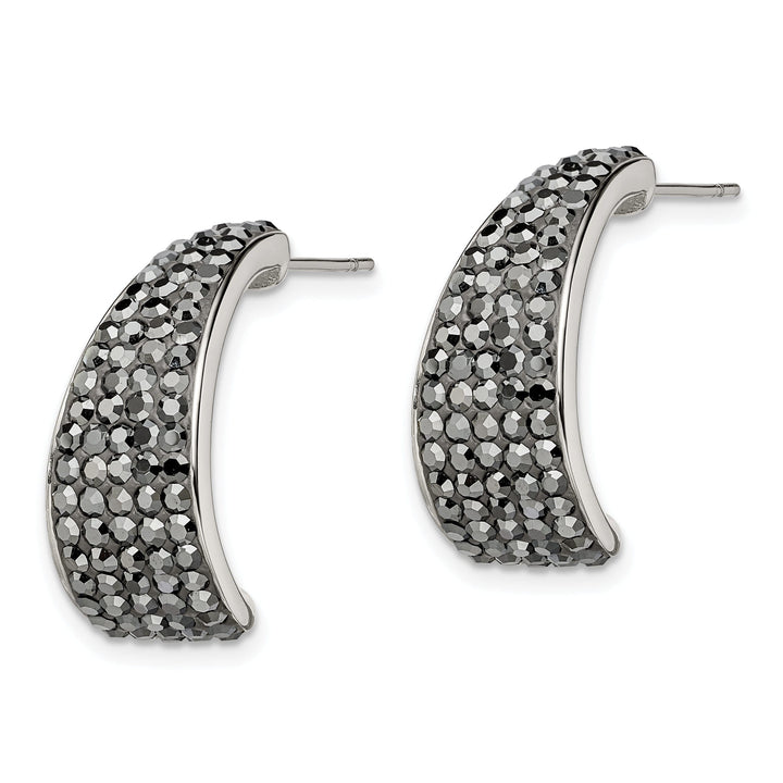 Stainless Steel Polished Crystal Post Earrings