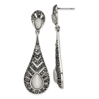 Marcasite Cat's Eye Post Dangle Earrings at $ 42.28 only from Jewelryshopping.com