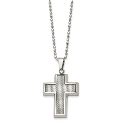 Stainless Steel Grey Carbon Fiber Cross Necklace at $ 34.2 only from Jewelryshopping.com
