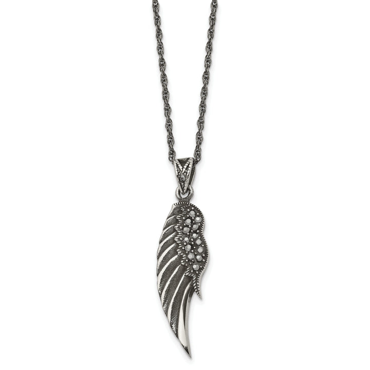 Stainless Steel Marcasite Wing Necklace