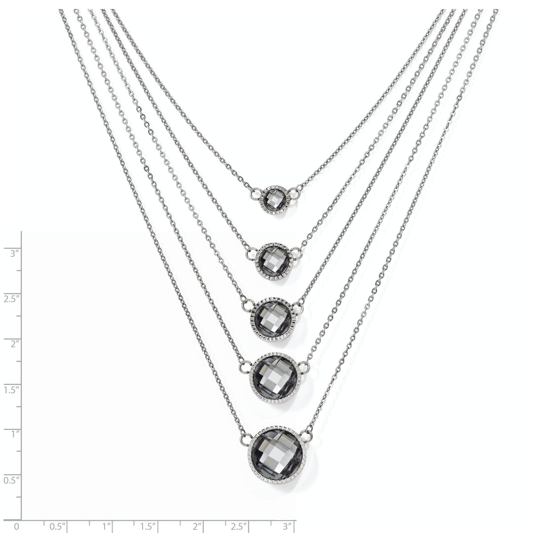 Stainless Steel Grey Glass Polished Necklace