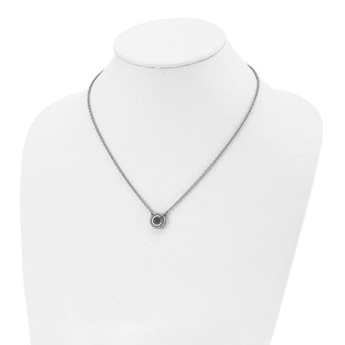 Stainless Steel Polish Black CZ Circle necklace