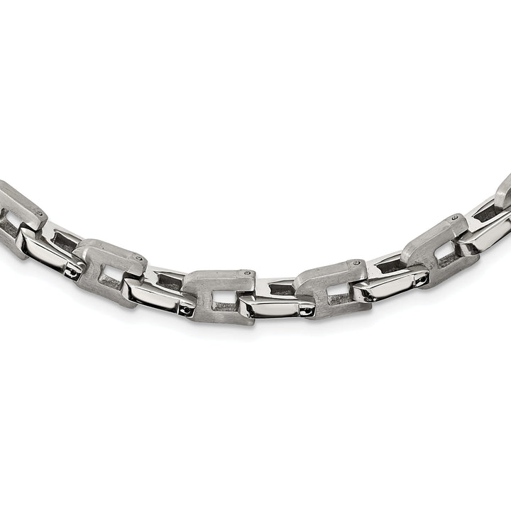 Stainless Steel Brushed and Polished Link Necklace