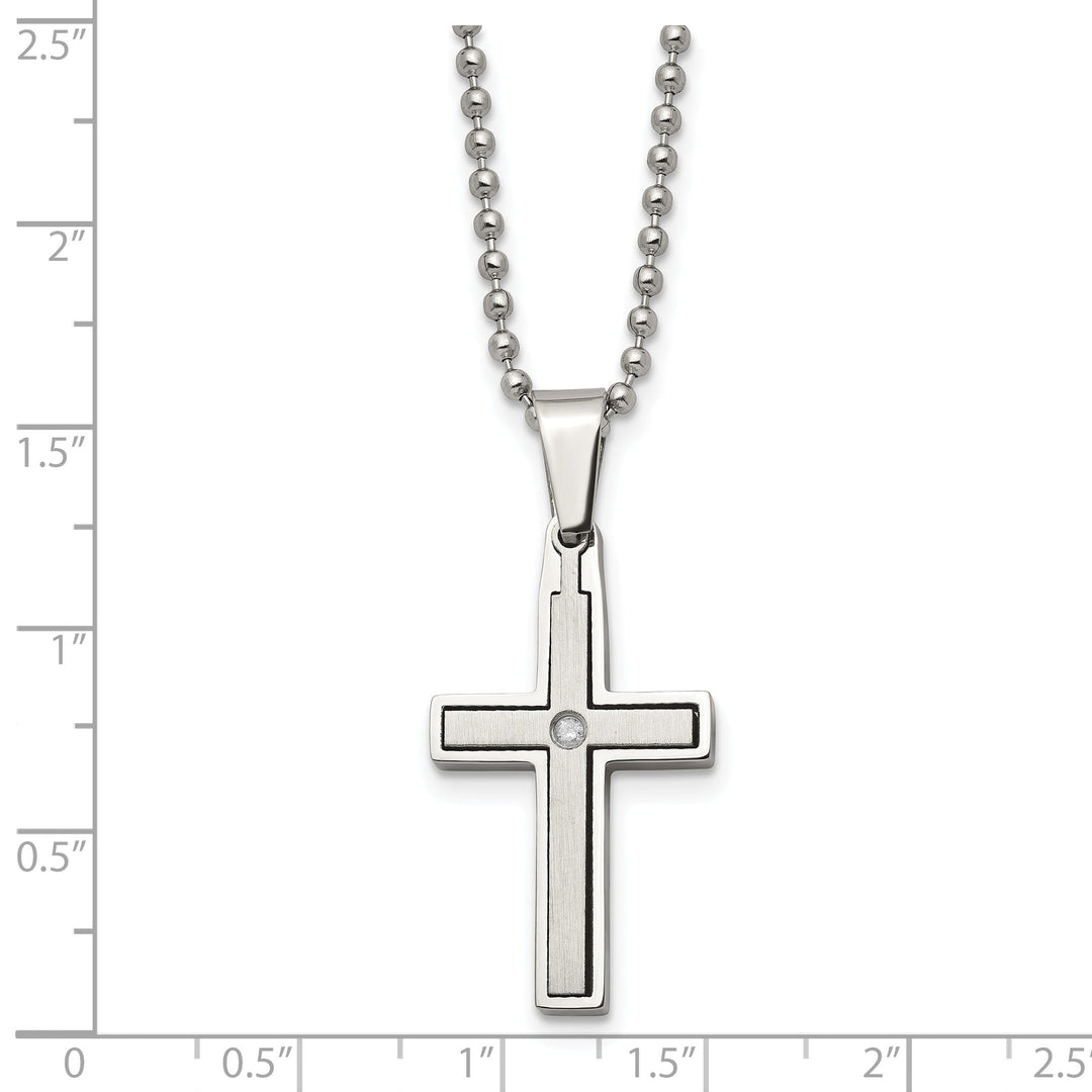 Stainless Steel Diamond Cross Beaded Necklace