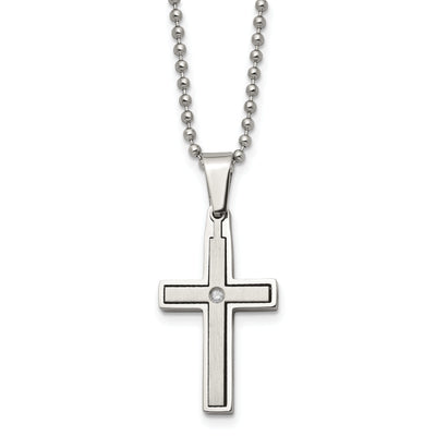 Stainless Steel Diamond Cross Beaded Necklace at $ 94.53 only from Jewelryshopping.com