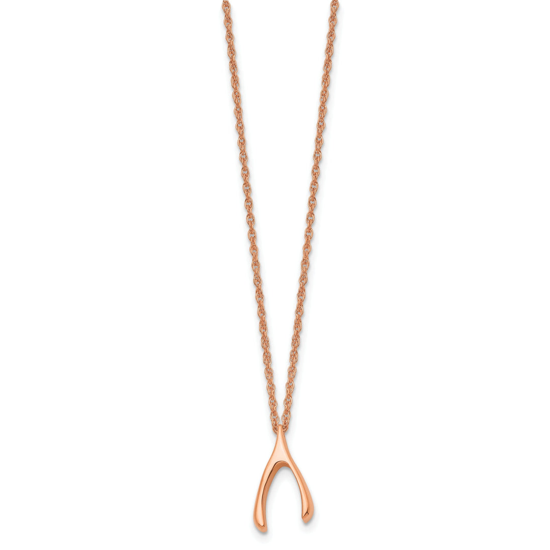 Staless Steel Polish Rose Wishbone Necklace