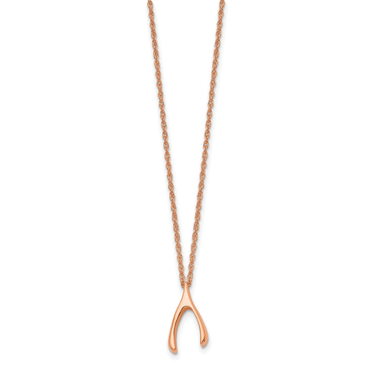 Staless Steel Polish Rose Wishbone Necklace
