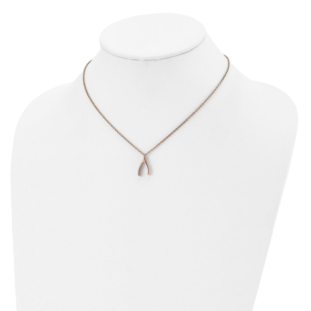 Staless Steel Polish Rose Wishbone Necklace
