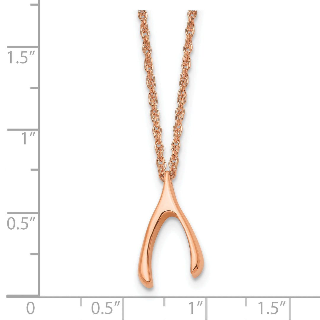Staless Steel Polish Rose Wishbone Necklace