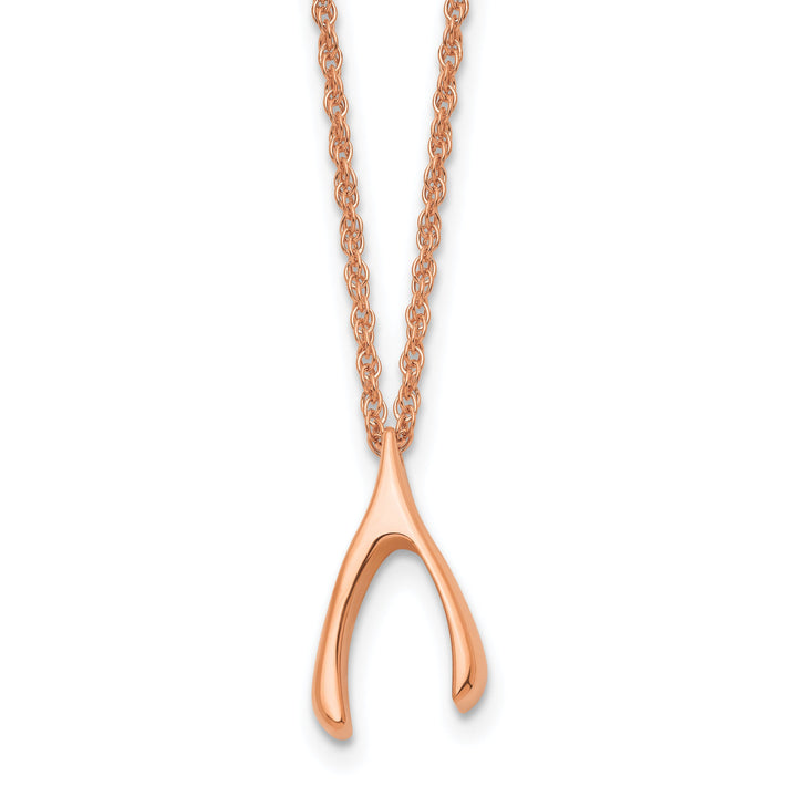 Staless Steel Polish Rose Wishbone Necklace