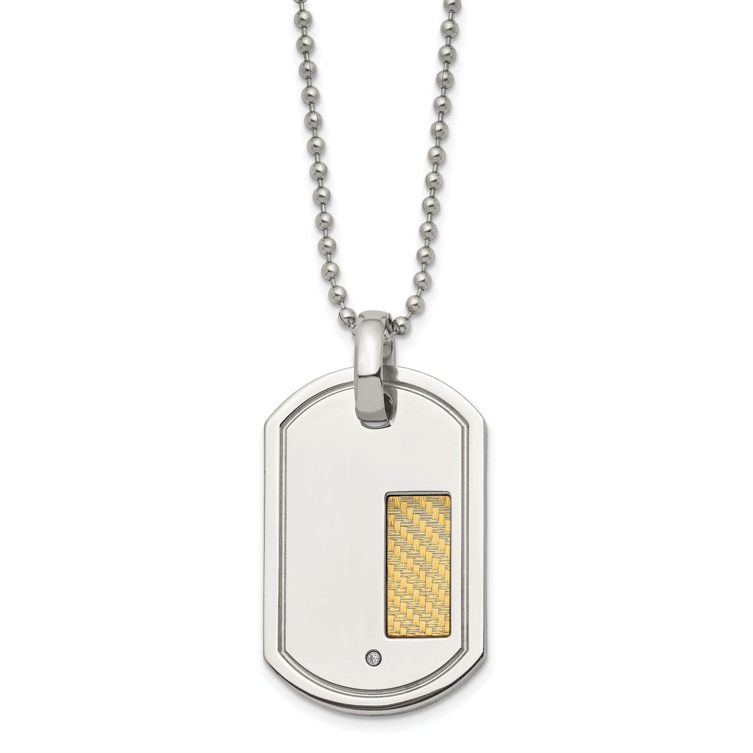 Stainless Steel 18k Gold Diamond Dog Tag Chain