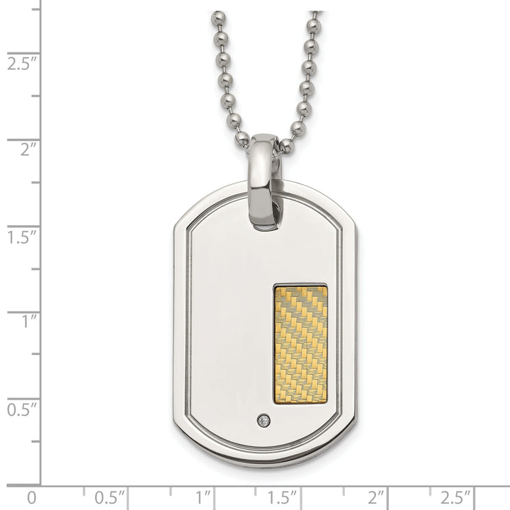 Stainless Steel 18k Gold Diamond Dog Tag Chain