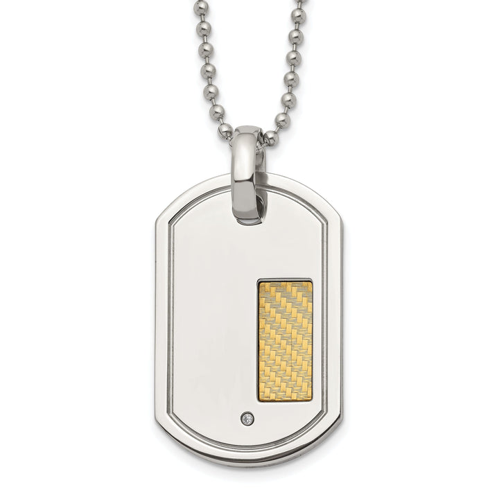 Stainless Steel 18k Gold Diamond Dog Tag Chain