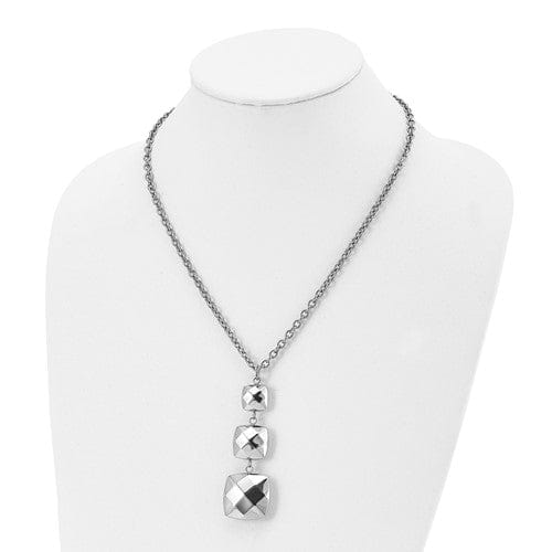 Stainless Steel Polish Square Dangle Necklace