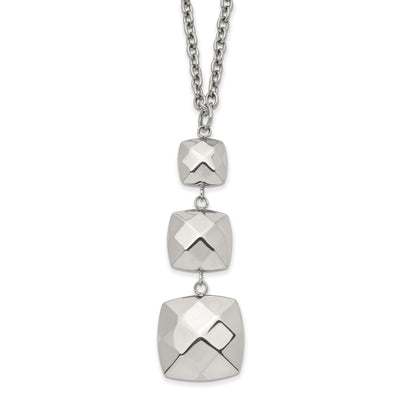 Stainless Steel Polish Square Dangle Necklace