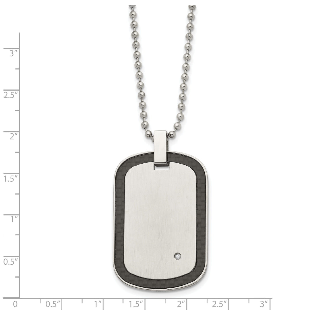 Stainless Steel Carbon Fiber Diamond Dog Tag Chain