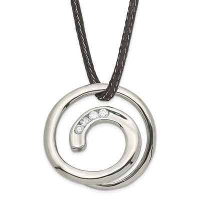 Stainless Steel C.Z Circular Pendant Necklace at $ 12.12 only from Jewelryshopping.com