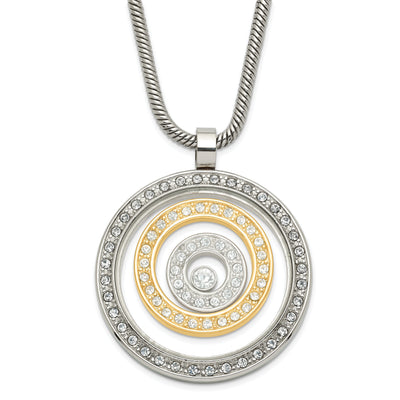 Stainless Steel Gold Plated Circle Pendant Necklac