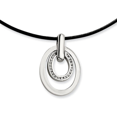 Stainless Steel C.Z Oval Pendant Necklace at $ 17.29 only from Jewelryshopping.com