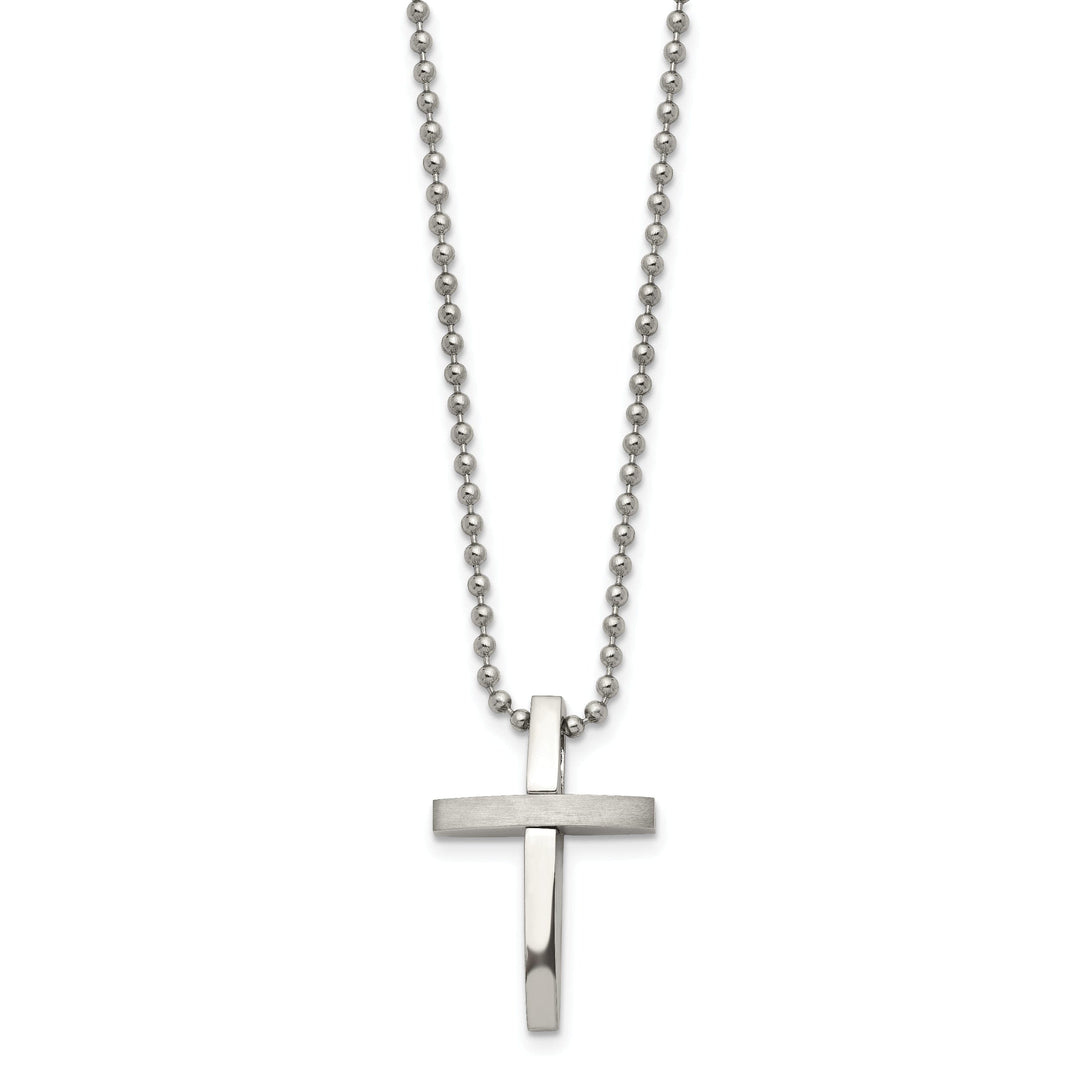 Stainless Steel Chisel Cross Pendant & Necklaces