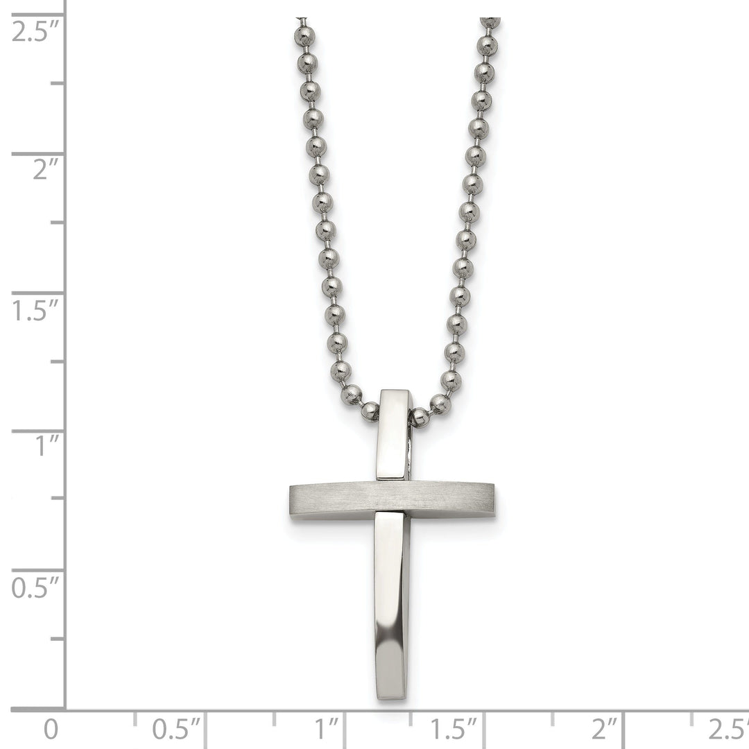 Stainless Steel Chisel Cross Pendant & Necklaces