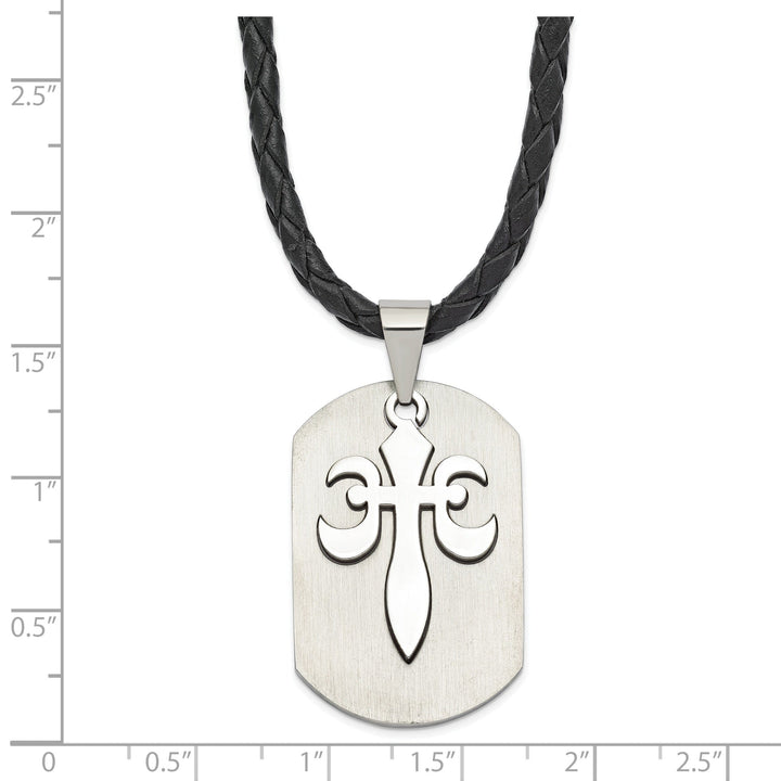 Stainless Steel Fleur De Lis Pendant Dog Tag Chain