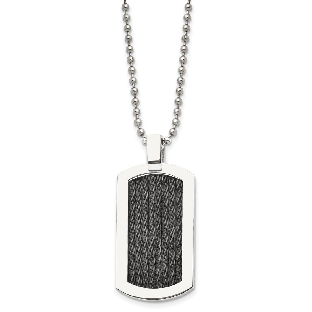 Stainless Steel Black Cable Dog Tag Chain