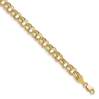 14k Yellow Gold Diamond Cut Charm Bracelet - 7-inch, 6.25mm, Lobster Clasp