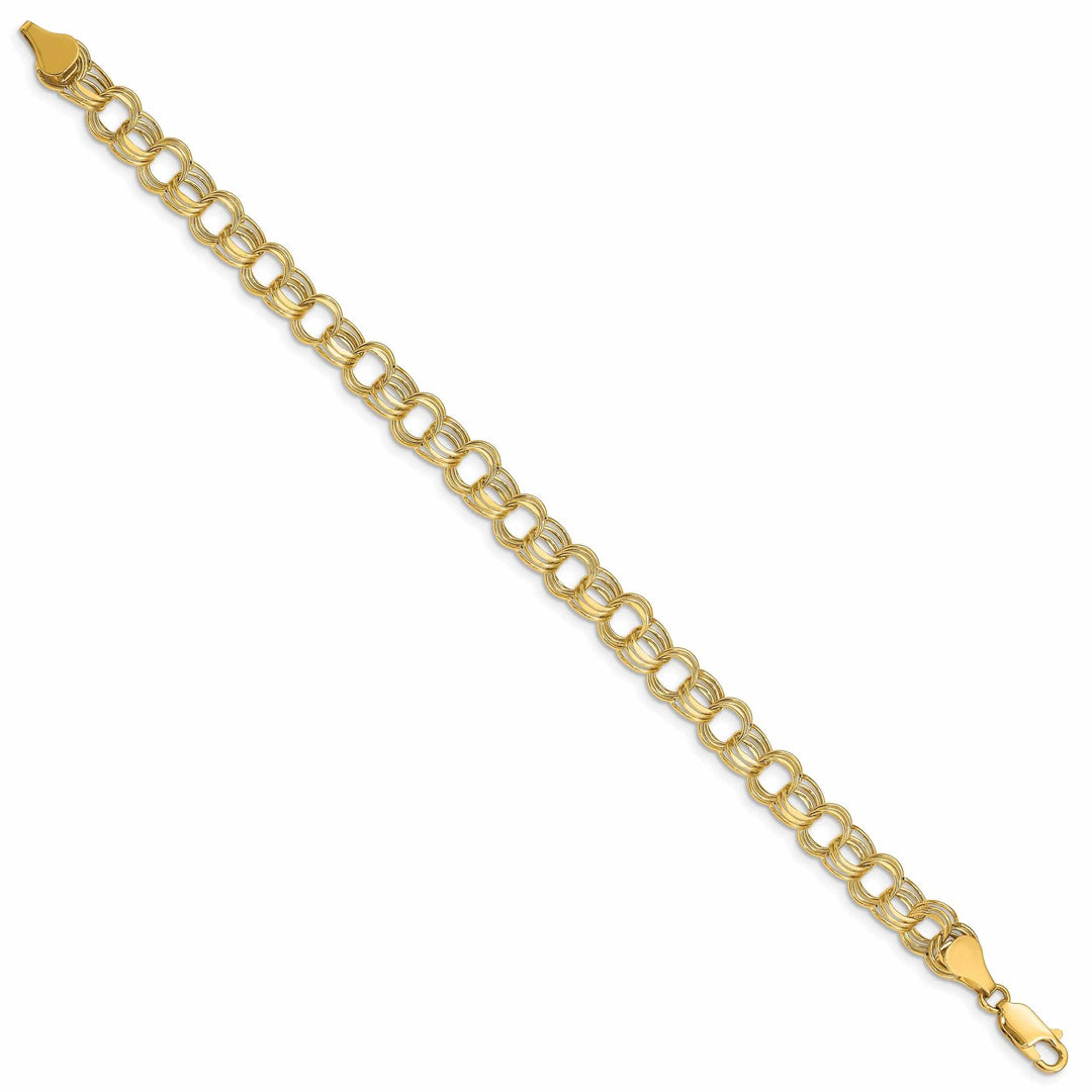 14k Gold Lite Triple Link Charm Bracelet