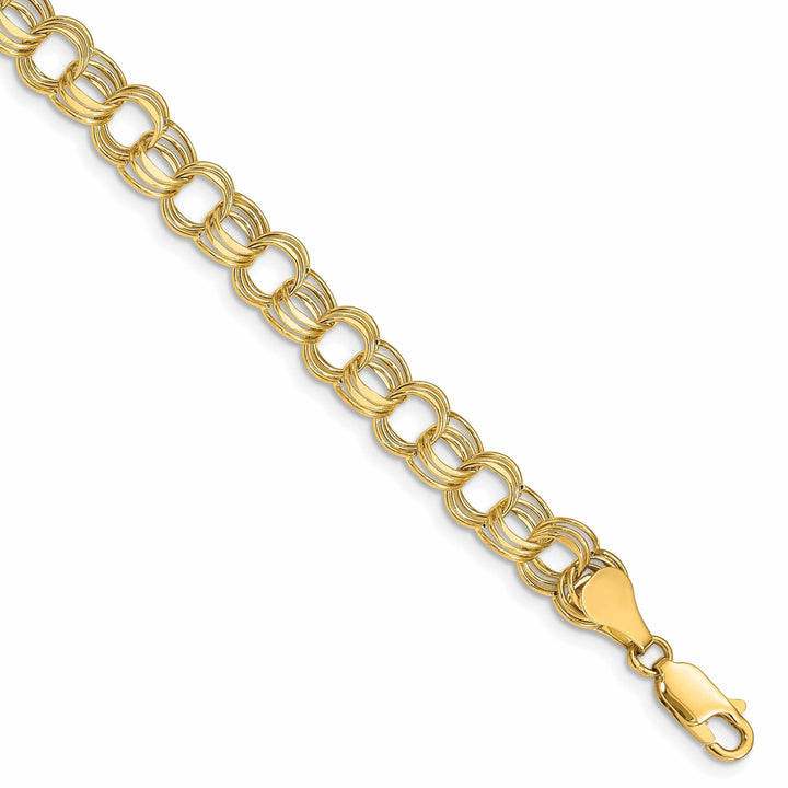 14k Gold Lite Triple Link Charm Bracelet