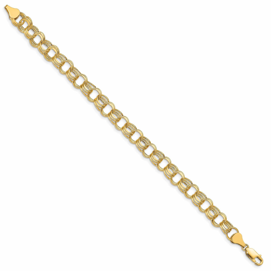 14k Gold Lite Triple Link Charm Bracelet