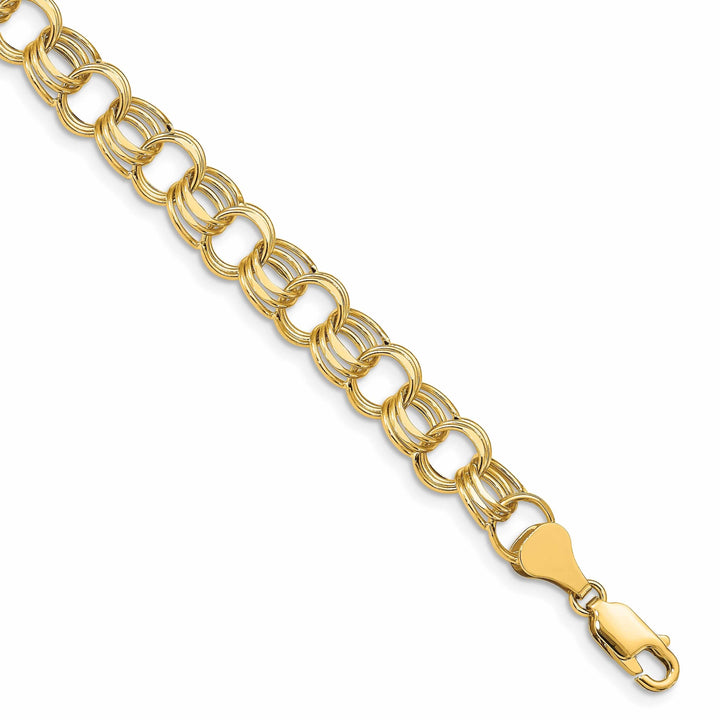 14k Gold Lite Triple Link Charm Bracelet