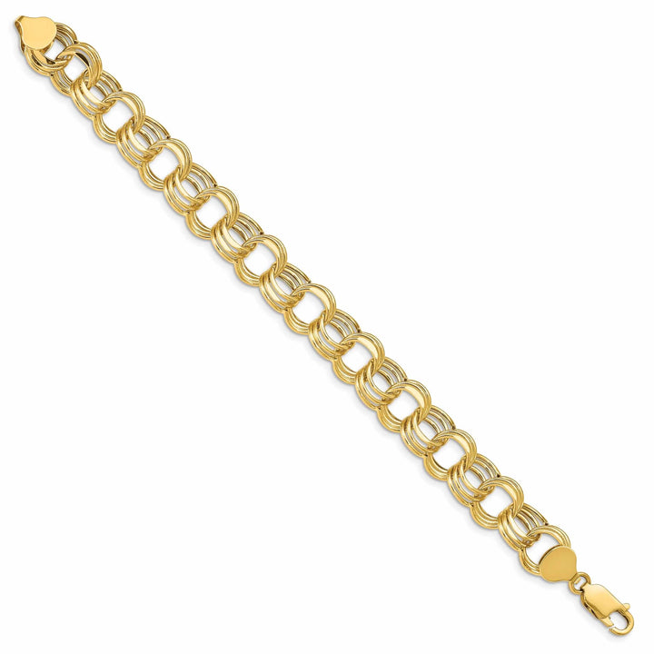 14k Gold Lite Triple Link Charm Bracelet