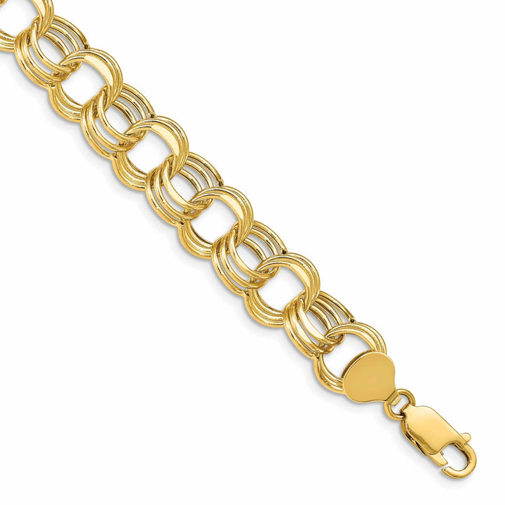 14k Gold Lite Triple Link Charm Bracelet